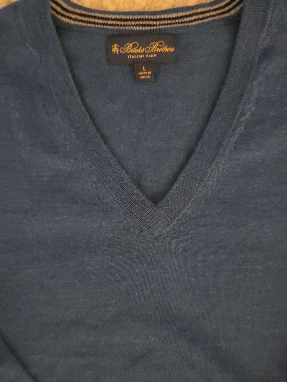 Brooks Brothers Italian Yarn V-Neck Sweater, L